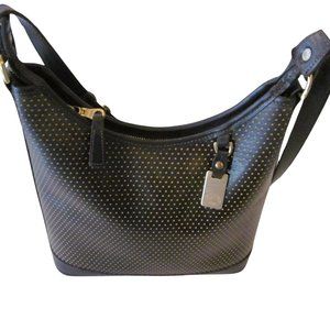 Dooney & Bourke Perforated Vintage Black gold Shoulder Bag Purse EUC